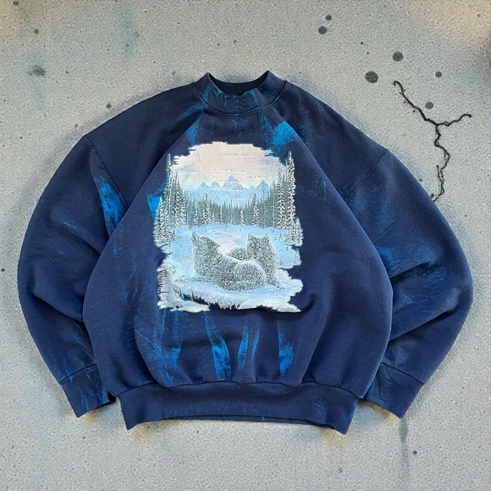 vintage 90s wolf nature crewneck sweatshirt